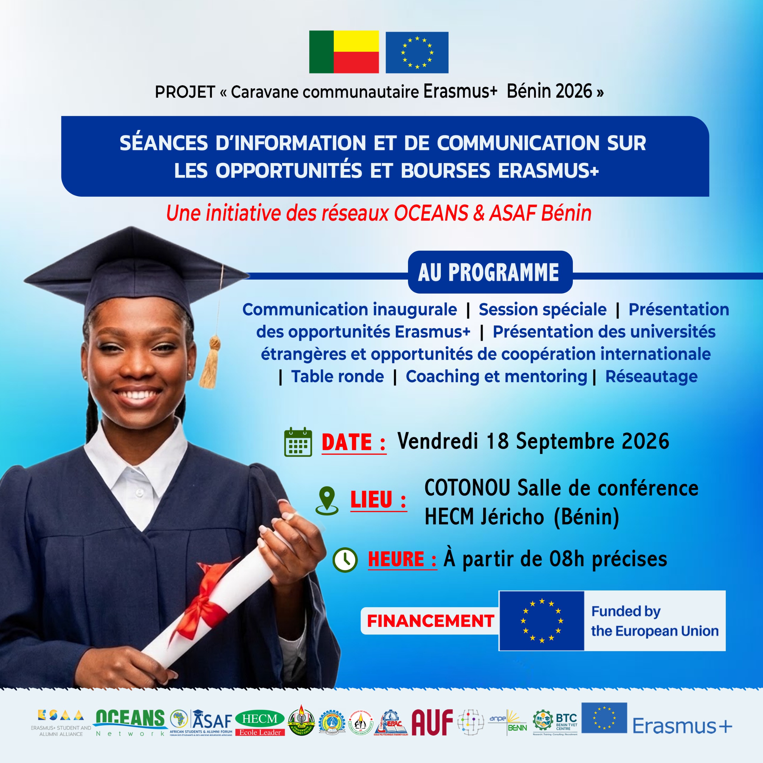 [Erasmus+ Community Caravan Bénin 2026] Séances d'informations et de communication sur les opportunités et bourses Erasmus+